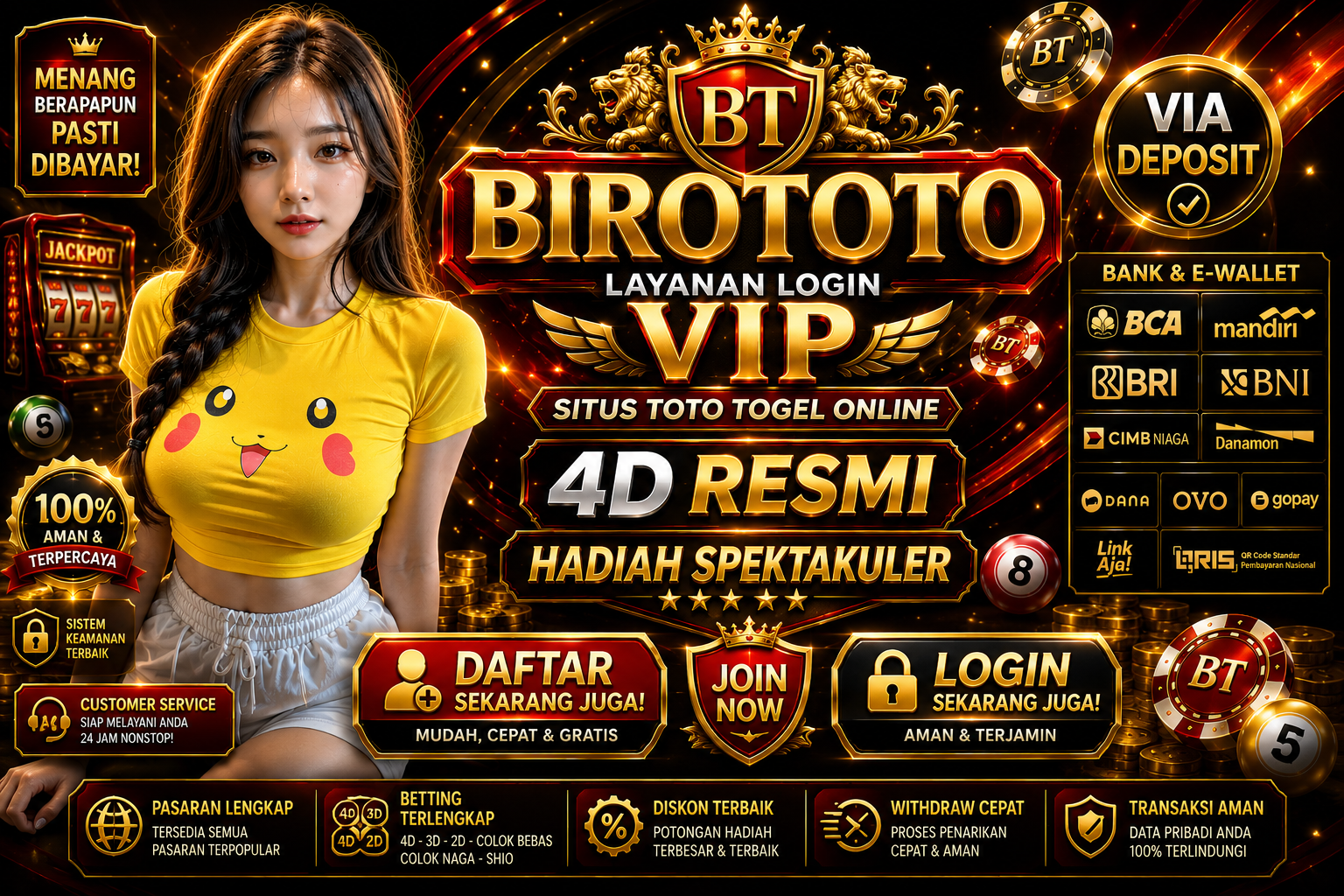 BIROTOTO ✨ Pin-It Layanan Login VIP Situs Toto Togel Online 4D Resmi Hadiah Spektakuler